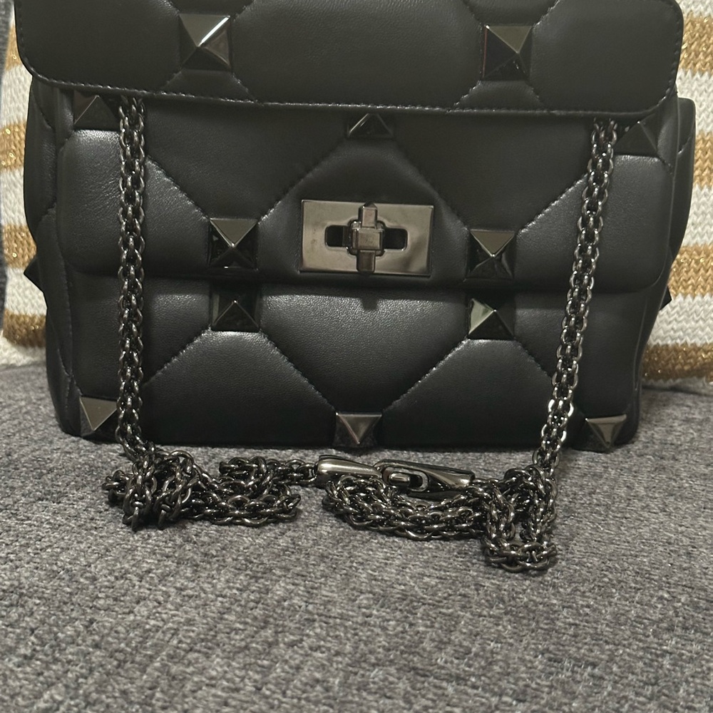 Valentino Garavani Black Quilted Crossbody Bag with Chain Strap